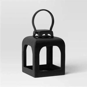 THRESHOLD NWT cast aluminum outdoor lantern candle holder -black -6.4x5